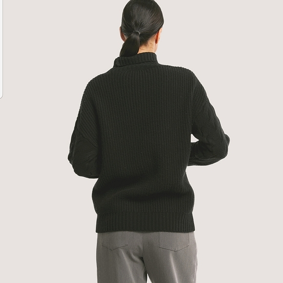 NWT Oversized Cashmere Turtleneck Sweater (Black) - Gentle Herd - Picture 3 of 16
